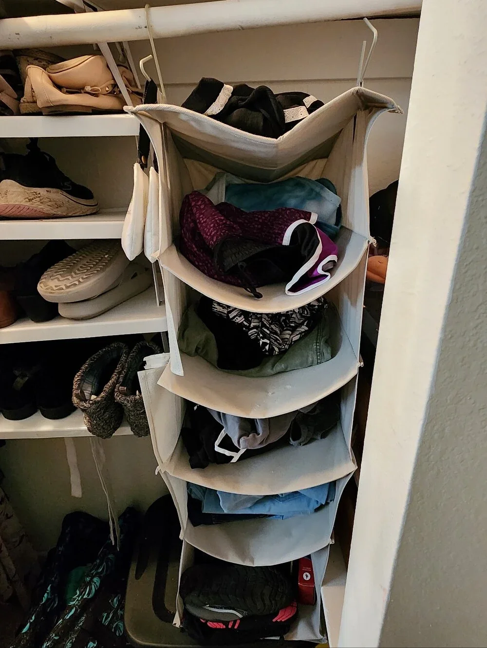 Hanging Closet Clothing Organizer - 6 Grey Fabric Shelves